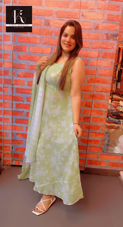 Cotton Printed Frock Suit with Duo - Coloured Dupatta - Kirti Kapoor Couture