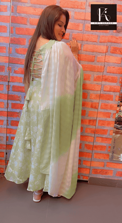 Cotton Printed Frock Suit with Duo - Coloured Dupatta - Kirti Kapoor Couture