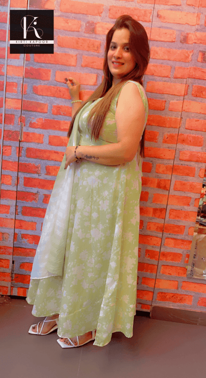 Cotton Printed Frock Suit with Duo - Coloured Dupatta - Kirti Kapoor Couture