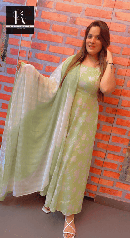 Cotton Printed Frock Suit with Duo - Coloured Dupatta - Kirti Kapoor Couture