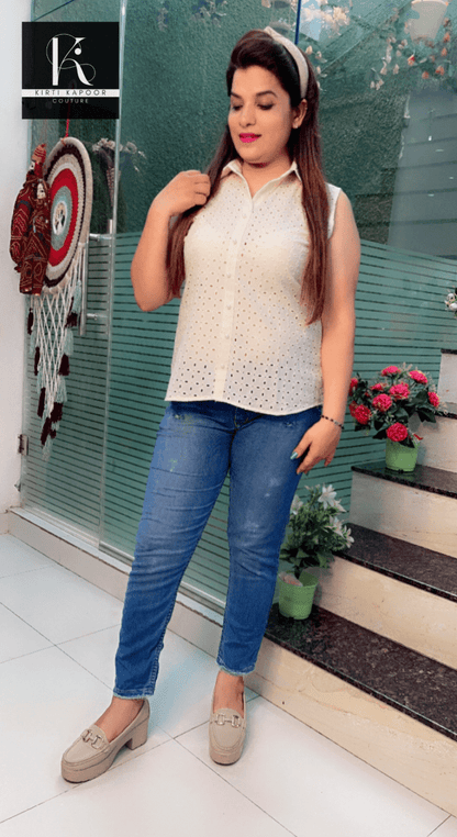 Cream Colour Chicken Top - Kirti Kapoor Couture