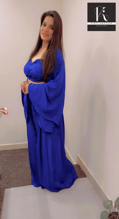 Crop Top With Box Plate Plazo - Kirti Kapoor Couture