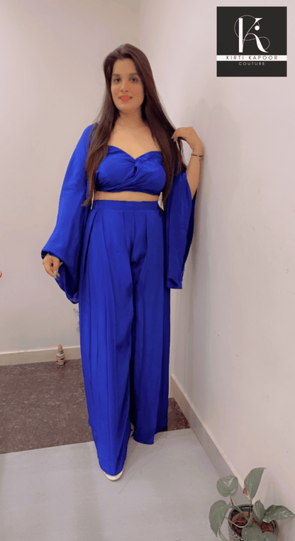 Crop Top With Box Plate Plazo - Kirti Kapoor Couture