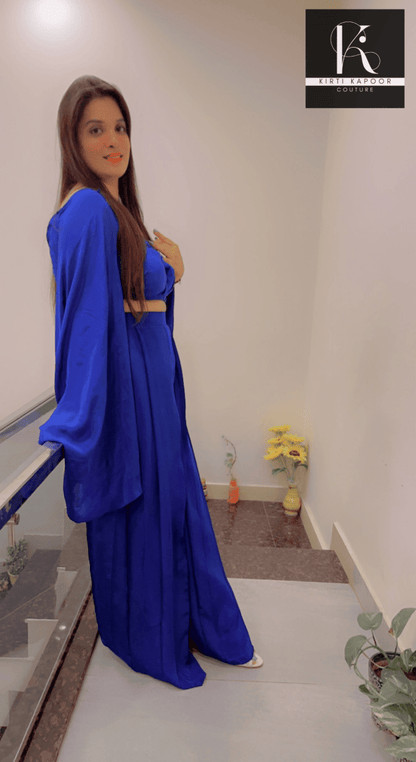 Crop Top With Box Plate Plazo - Kirti Kapoor Couture