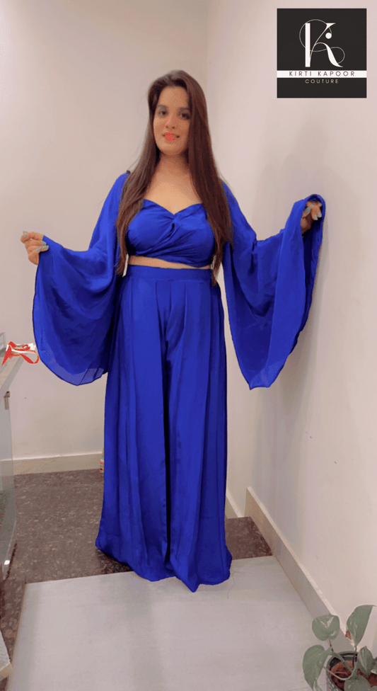 Crop Top With Box Plate Plazo - Kirti Kapoor Couture