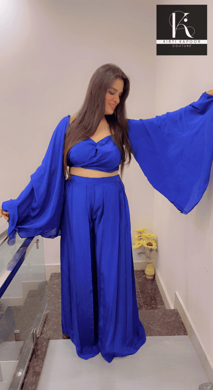 Crop Top With Box Plate Plazo - Kirti Kapoor Couture