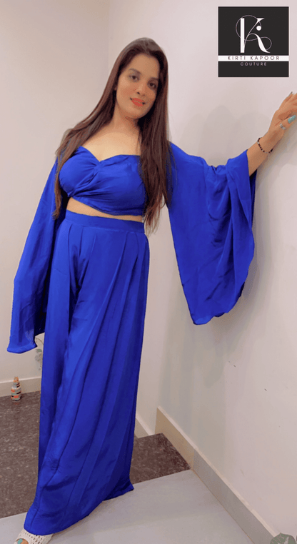 Crop Top With Box Plate Plazo - Kirti Kapoor Couture