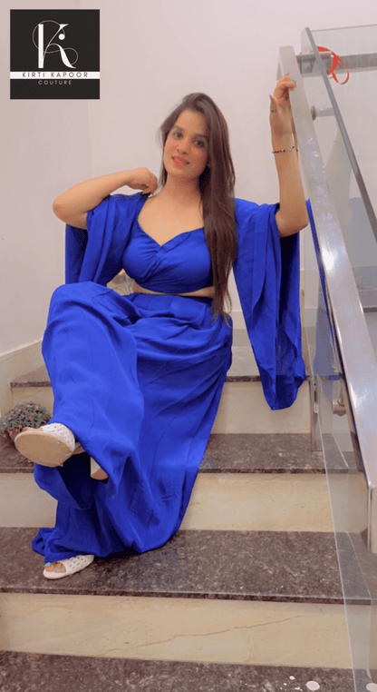 Crop Top With Box Plate Plazo - Kirti Kapoor Couture