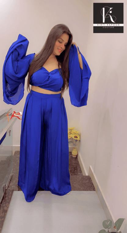 Crop Top With Box Plate Plazo - Kirti Kapoor Couture