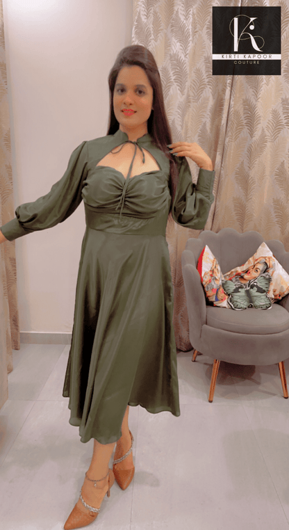 Dark Green Knotted - Flairy Midi - Kirti Kapoor Couture