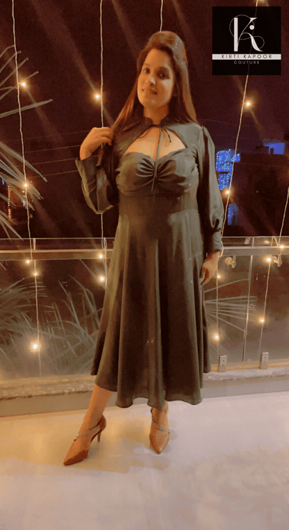 Dark Green Knotted - Flairy Midi - Kirti Kapoor Couture