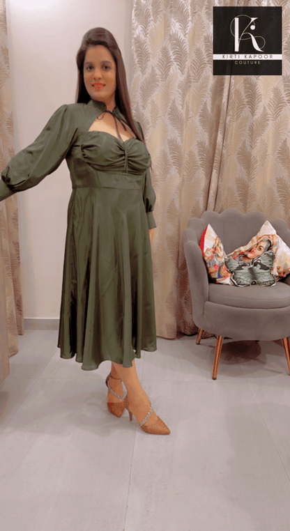 Dark Green Knotted - Flairy Midi - Kirti Kapoor Couture