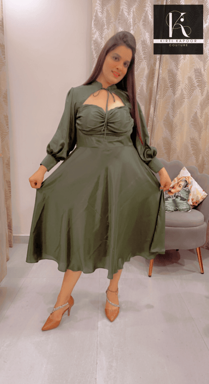 Dark Green Knotted - Flairy Midi - Kirti Kapoor Couture