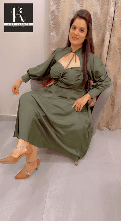 Dark Green Knotted - Flairy Midi - Kirti Kapoor Couture