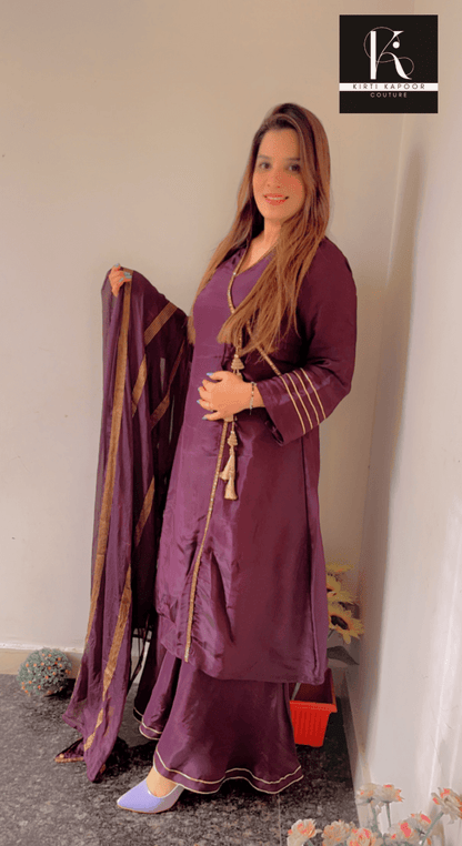 Dark Purple A - line Plazo Suit - Kirti Kapoor Couture