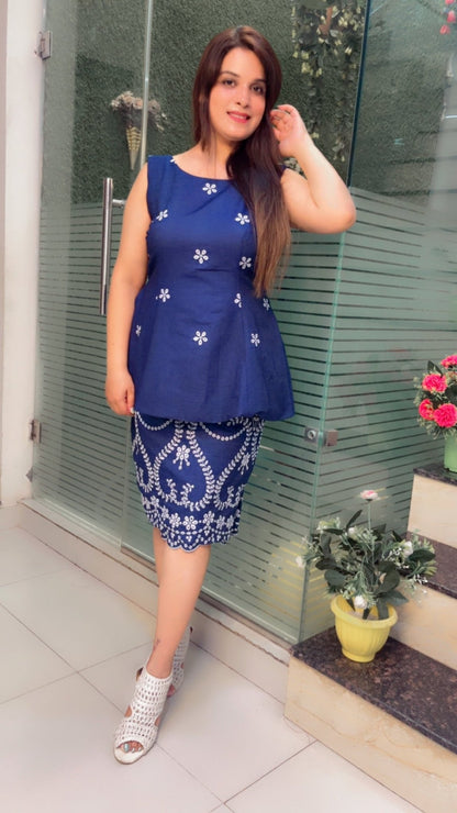 Denim Skirt & Top with Bow designing - Kirti Kapoor Couture