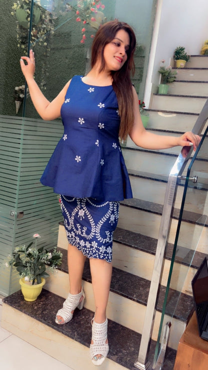 Denim Skirt & Top with Bow designing - Kirti Kapoor Couture
