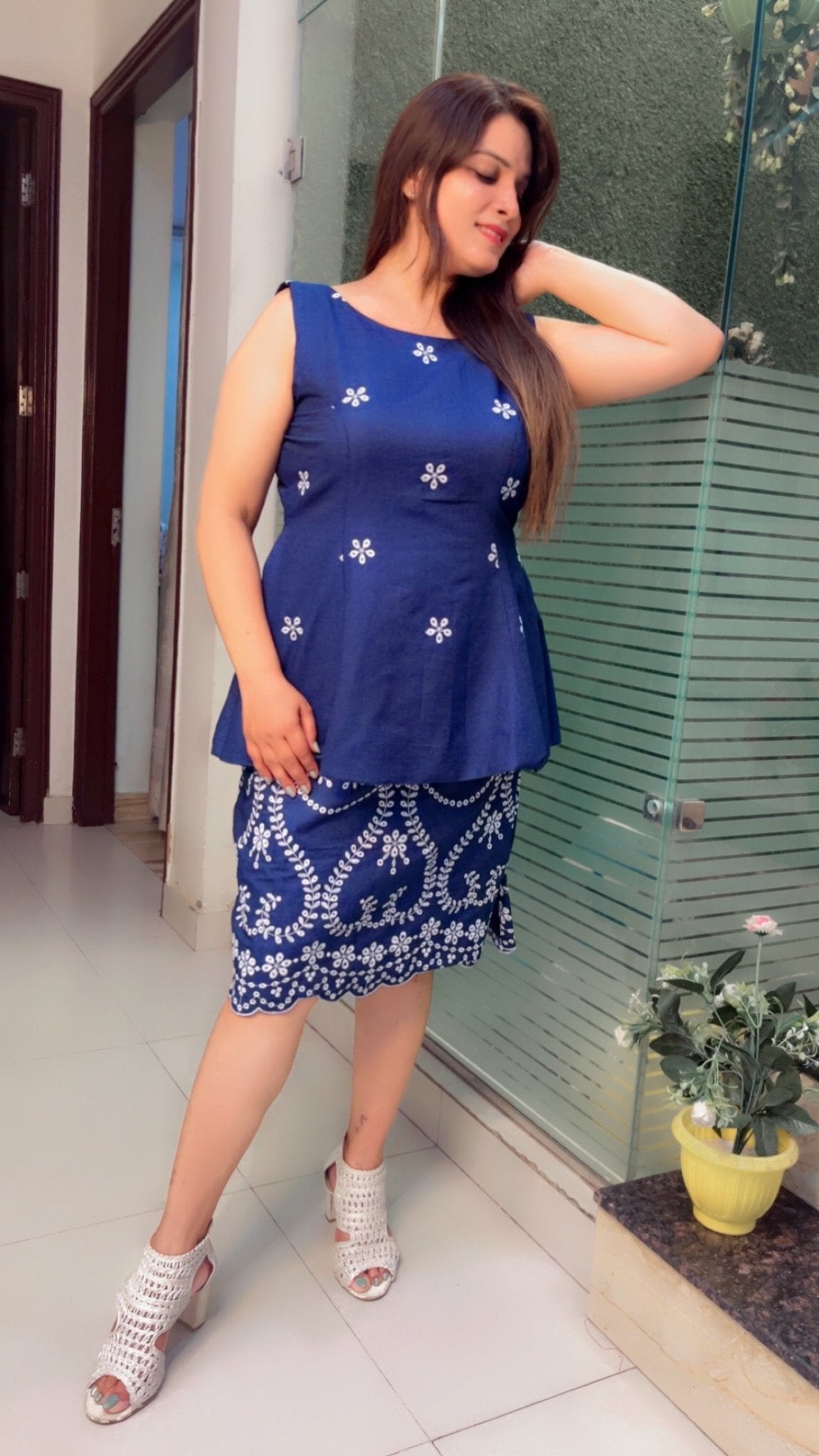 Denim Skirt & Top with Bow designing - Kirti Kapoor Couture