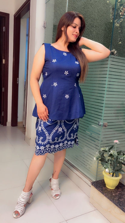 Denim Skirt & Top with Bow designing - Kirti Kapoor Couture