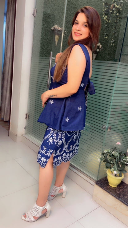 Denim Skirt & Top with Bow designing - Kirti Kapoor Couture