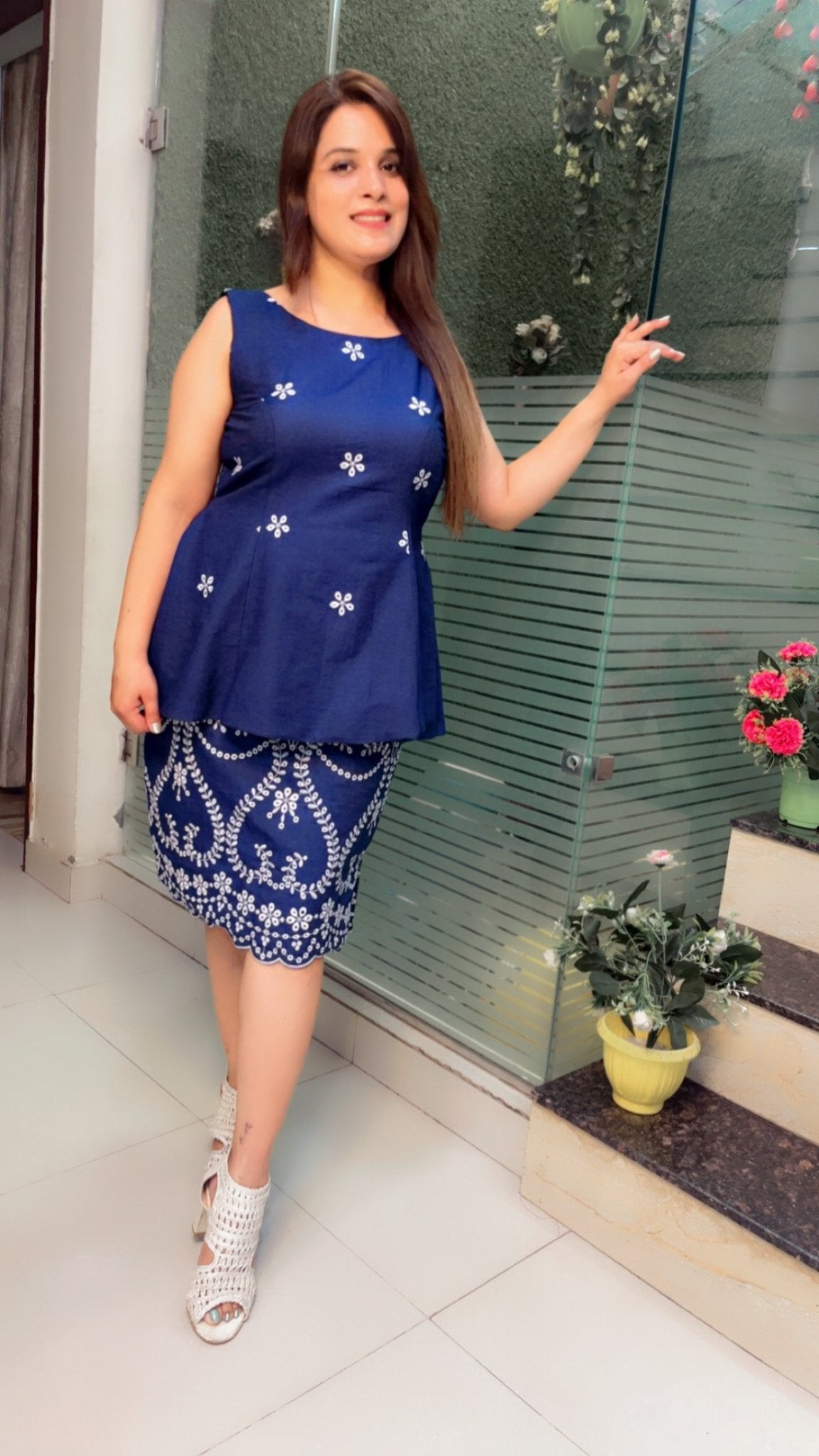 Denim Skirt & Top with Bow designing - Kirti Kapoor Couture