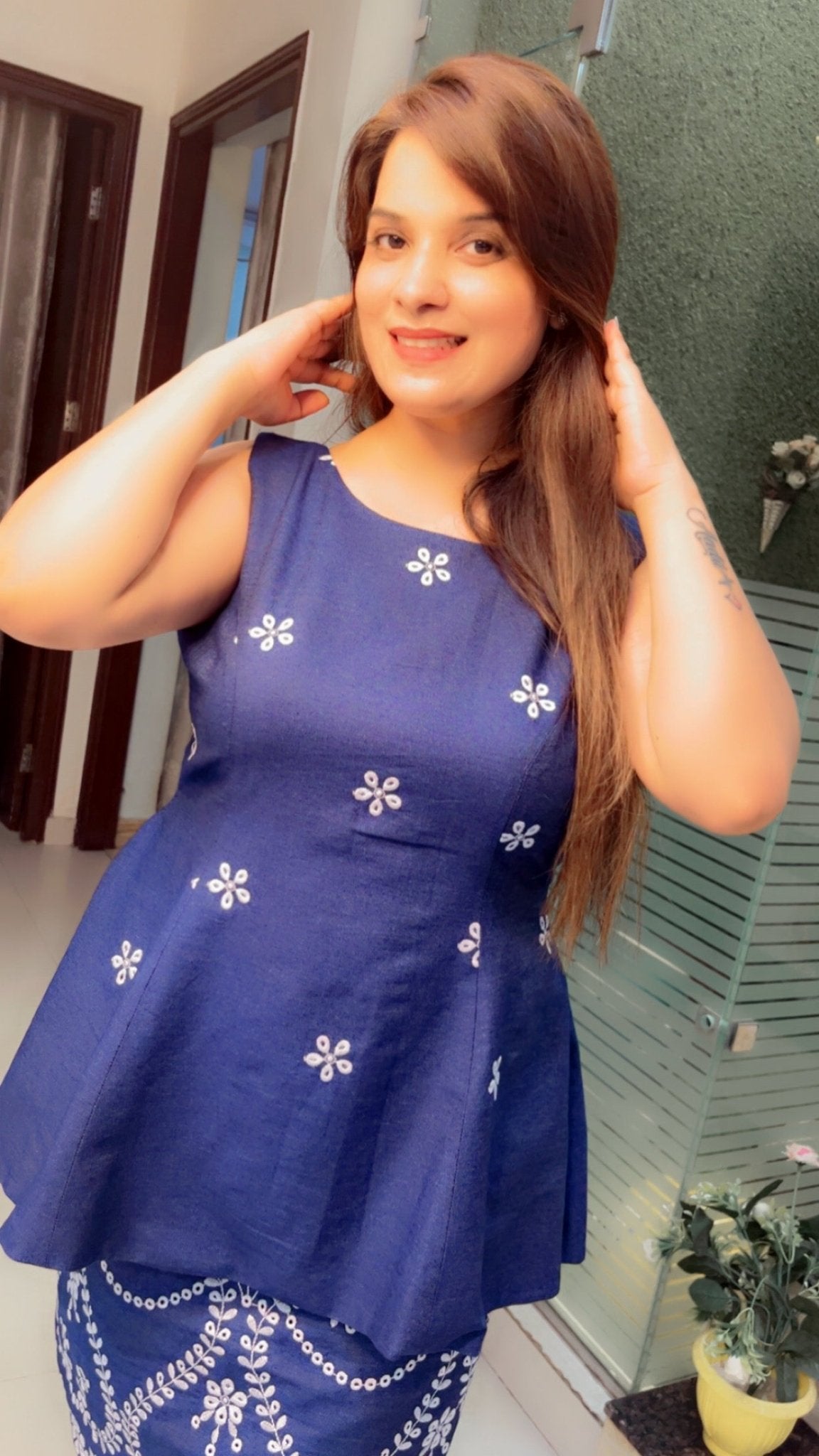 Denim Skirt & Top with Bow designing - Kirti Kapoor Couture