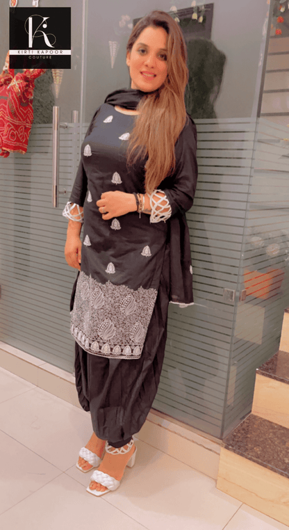 Designer Black Suit With White Thread - Work - Kirti Kapoor Couture