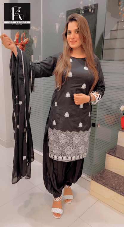 Designer Black Suit With White Thread - Work - Kirti Kapoor Couture