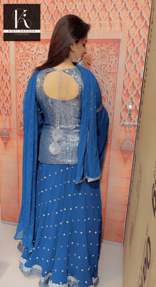 Designer Blue Skirt Suit by Kirti Kapoor - Kirti Kapoor Couture