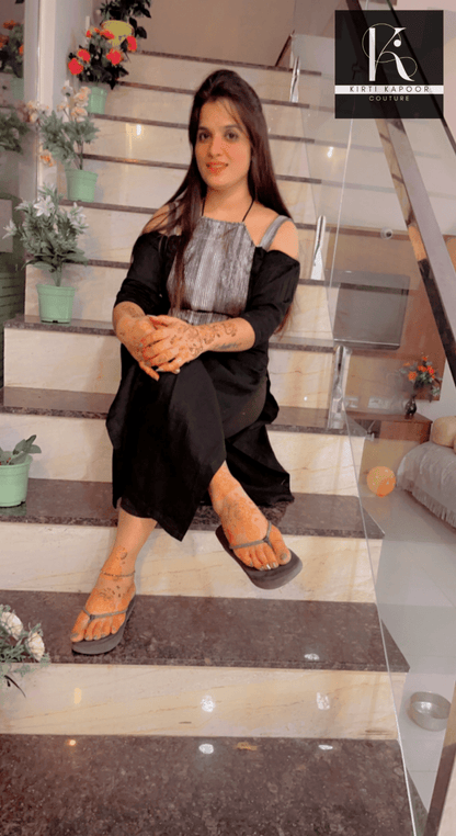 Designer Cotton Kurti With Crushed Fabric Neck Line - Kirti Kapoor Couture
