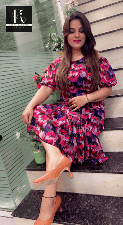 Designer Georgette Floral Printed Tunic - Kirti Kapoor Couture
