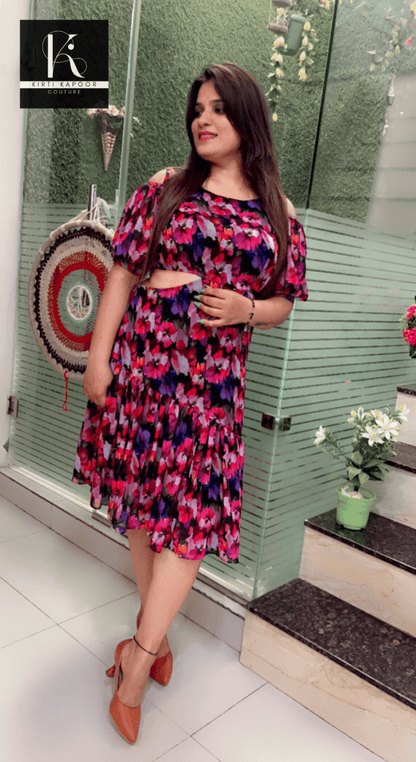 Designer Georgette Floral Printed Tunic - Kirti Kapoor Couture