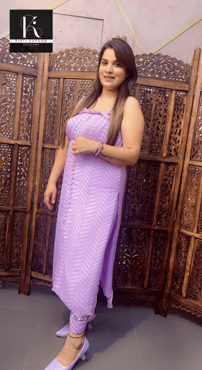Designer Organza Print Suit with Tie&Dye Dupatta - Kirti Kapoor Couture