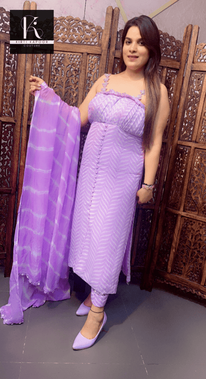 Designer Organza Print Suit with Tie&Dye Dupatta - Kirti Kapoor Couture