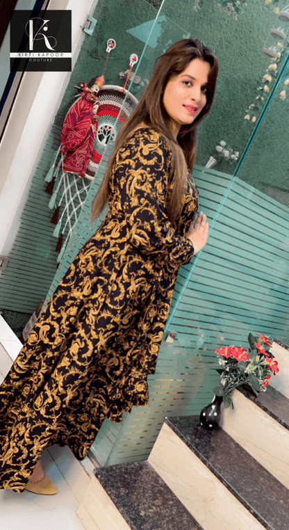 Designer Rayon Printed A - line Dress - Kirti Kapoor Couture