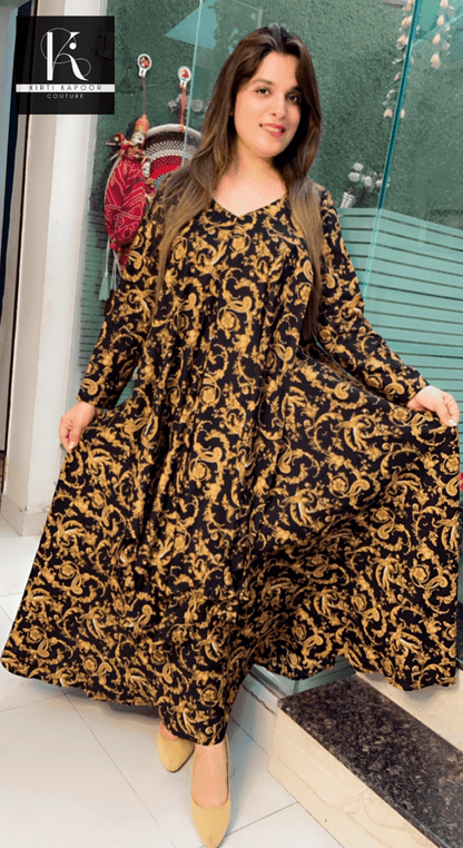 Designer Rayon Printed A - line Dress - Kirti Kapoor Couture