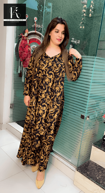 Designer Rayon Printed A - line Dress - Kirti Kapoor Couture