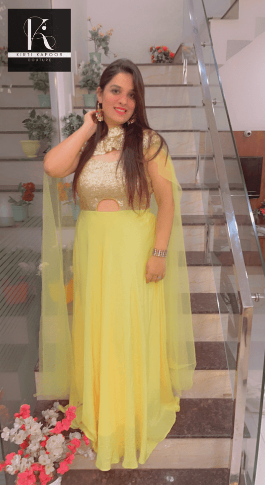 Detachable Party Wear Cape Gown - Kirti Kapoor Couture