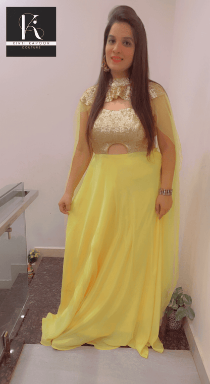 Detachable Party Wear Cape Gown - Kirti Kapoor Couture
