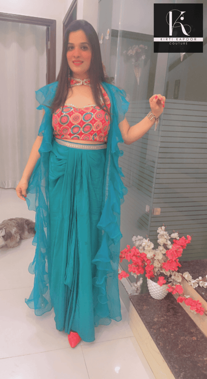 Draped Skirt - Trendy Shrug Style - Kirti Kapoor Couture