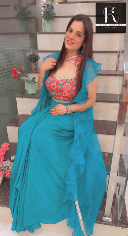 Draped Skirt - Trendy Shrug Style - Kirti Kapoor Couture