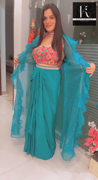 Draped Skirt - Trendy Shrug Style - Kirti Kapoor Couture