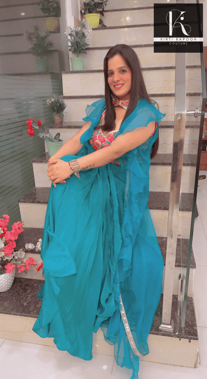 Draped Skirt - Trendy Shrug Style - Kirti Kapoor Couture