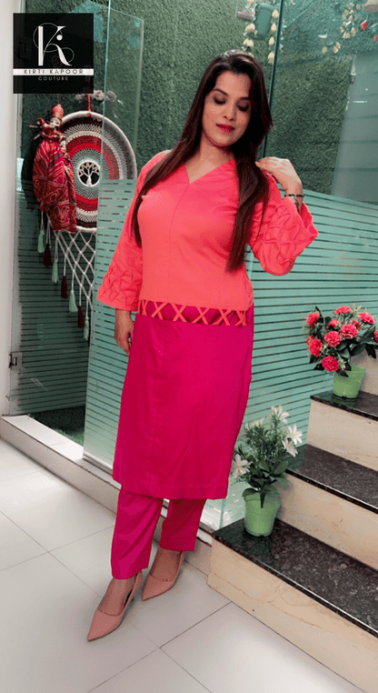 Duo - Colored Designer Kurti and Pant Set - Kirti Kapoor Couture