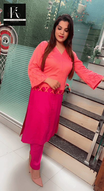 Duo - Colored Designer Kurti and Pant Set - Kirti Kapoor Couture