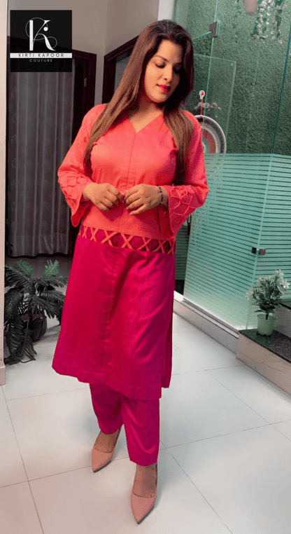 Duo - Colored Designer Kurti and Pant Set - Kirti Kapoor Couture