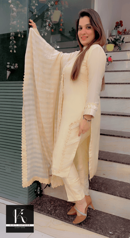 Elegant Ivory Shade Casual Wear Suit - Kirti Kapoor Couture