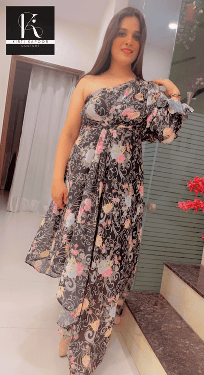 Elegant Maxi with Overall Floral Print - Kirti Kapoor Couture