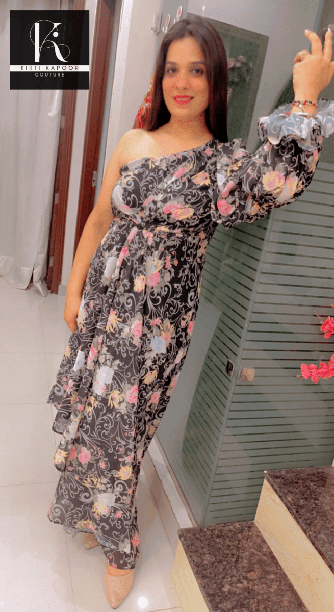 Elegant Maxi with Overall Floral Print - Kirti Kapoor Couture