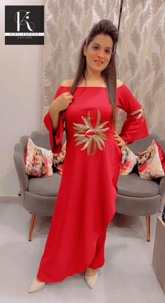 Maroon Embroidered Co-Ord Set For Women